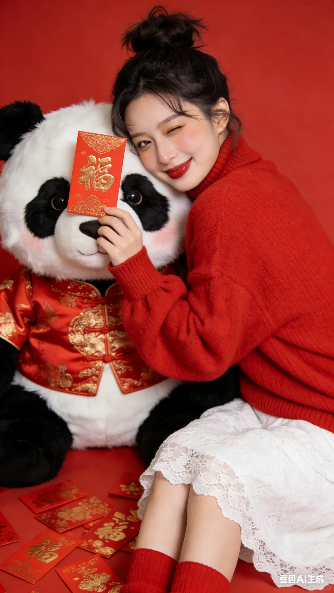 大熊猫陪你红红火火过新年｜AI生成‼️