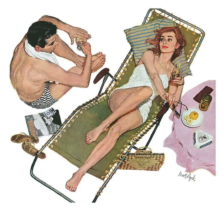 当优雅遇上海风：50年代泳衣插图的性感美学