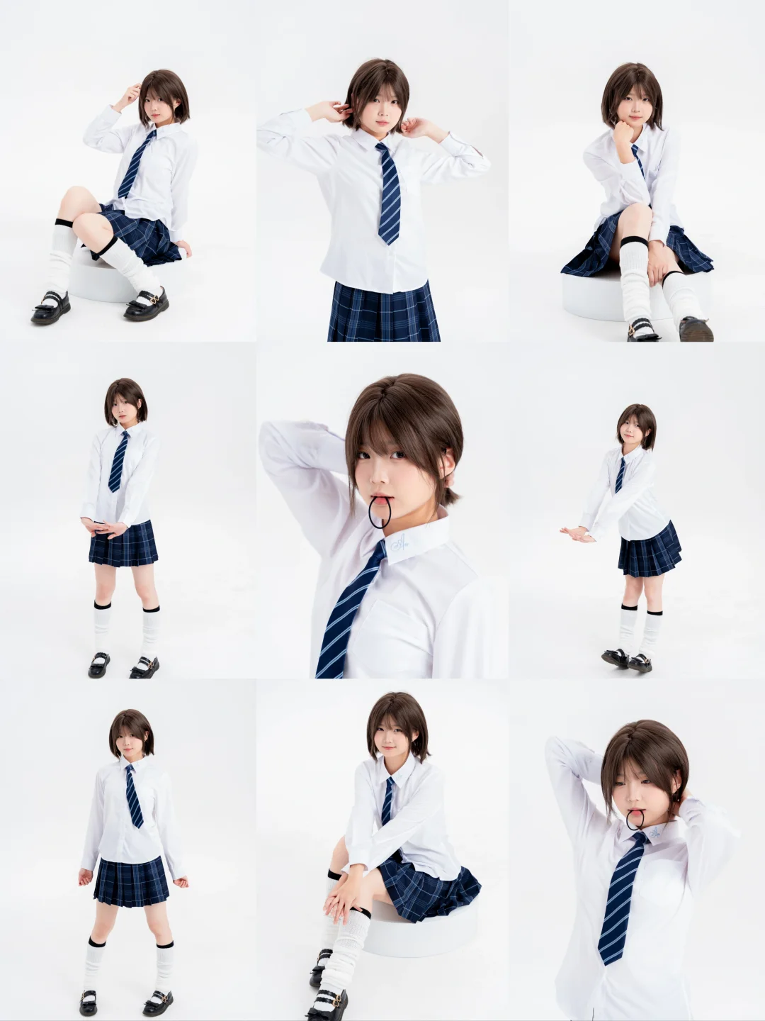 蓝白色系丨jk拍照姿势