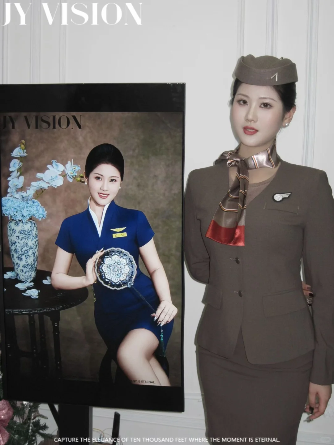 空姐圈炸了！制服写真大屏合影直接封神🤩