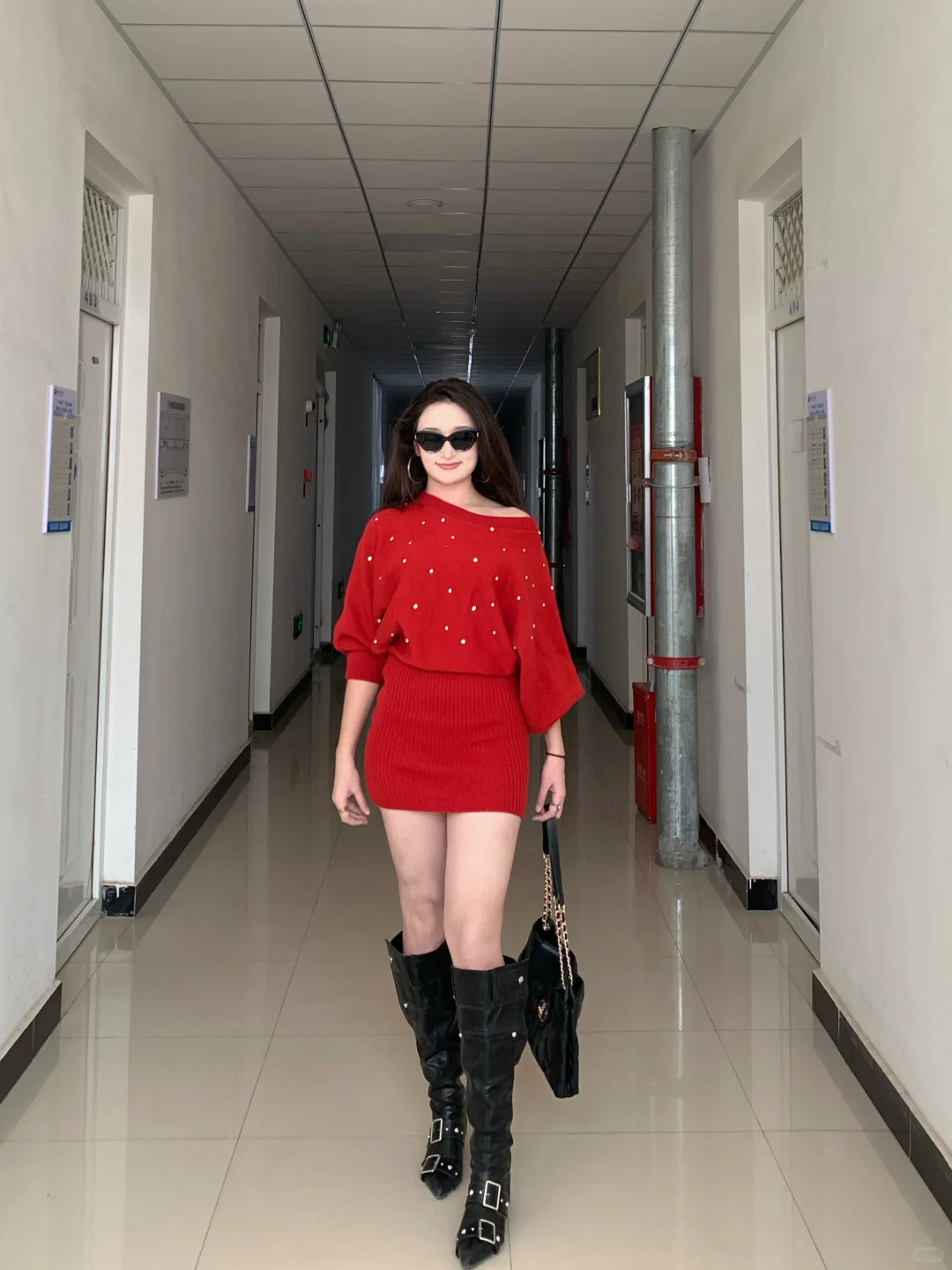 165 114｜微胖女生大胆穿❗️红色纯欲包臀裙👗