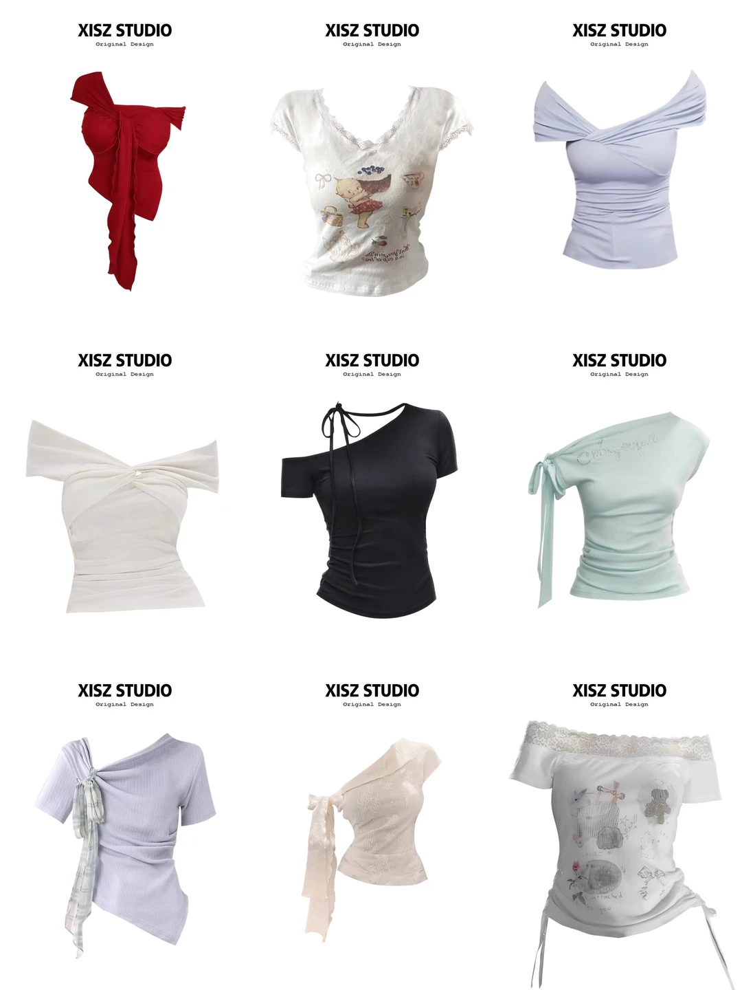 不挑身材的肩带设计上衣👗均19💰