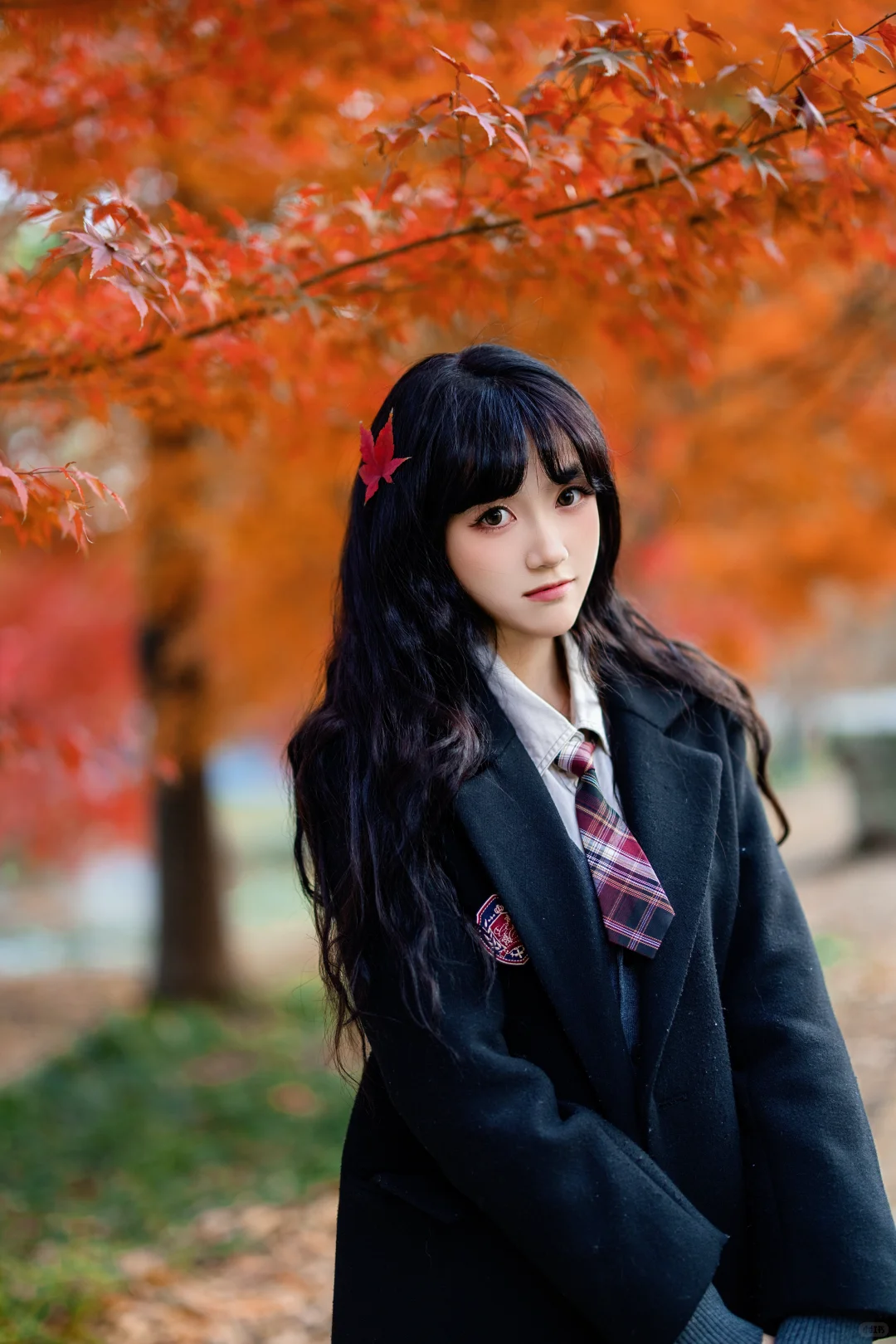 研一|缓缓飘落的枫叶像思念🍁好久没穿jk啦