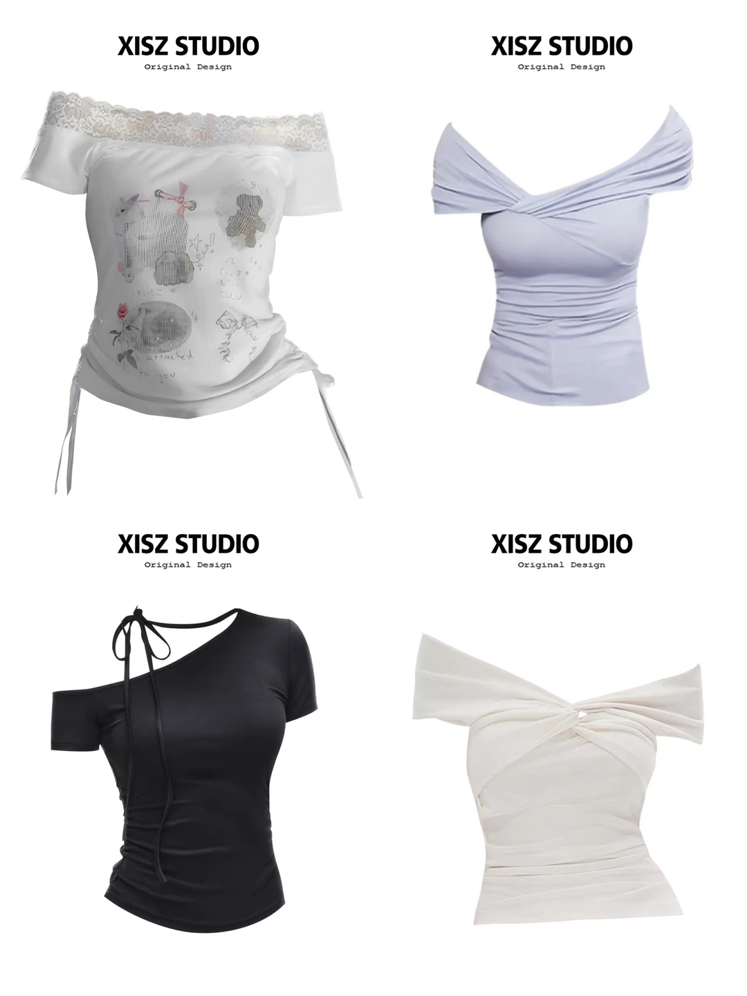 不挑身材的肩带设计上衣👗均19💰