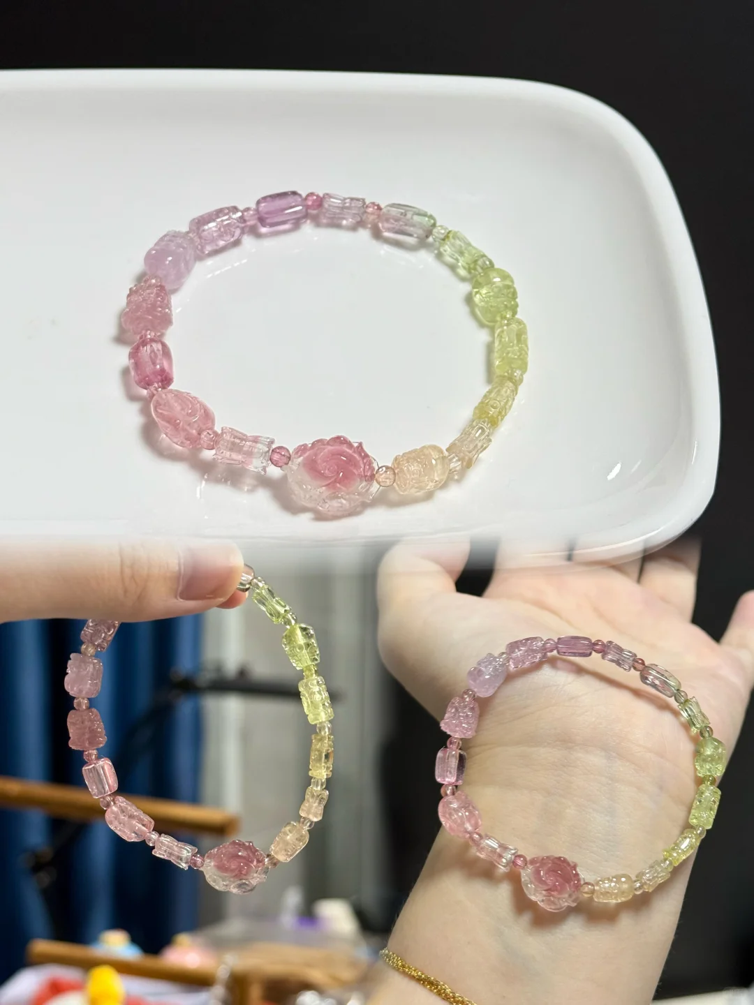 水灵灵的多色渐变碧玺多宝～