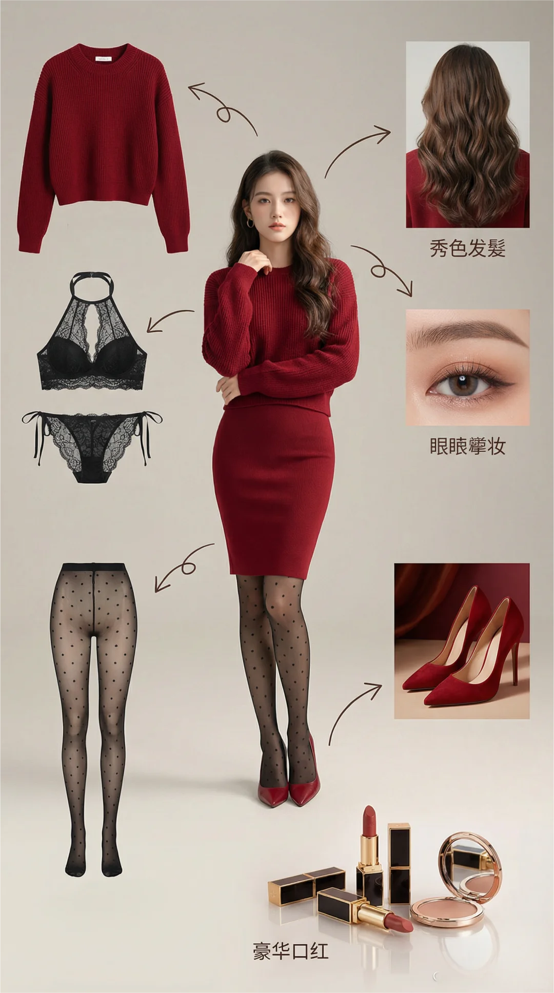 蕾丝+黑丝+👠为性感尤物