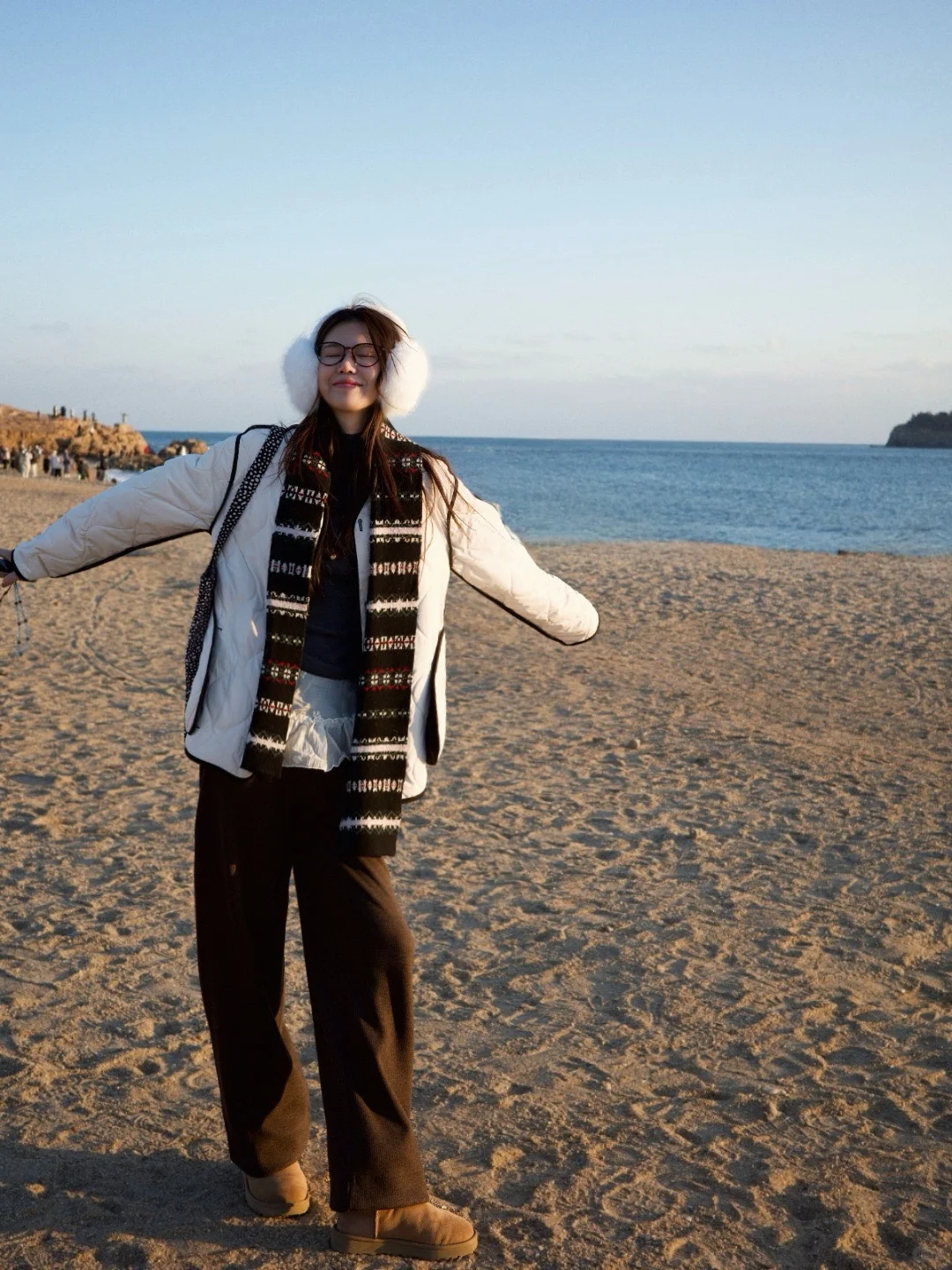 冬天 落日 海边