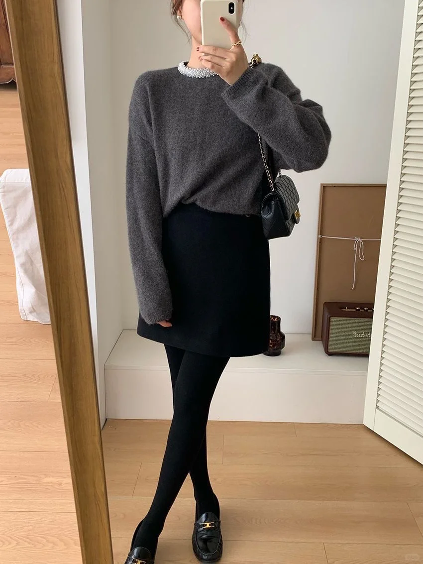 秋冬显瘦王炸💥 毛呢A字包臀裙太绝了