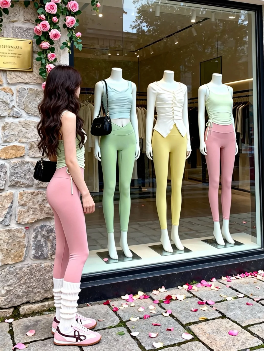 浅绿+浅黄+粉瑜伽服｜甜妹运动DNA动了