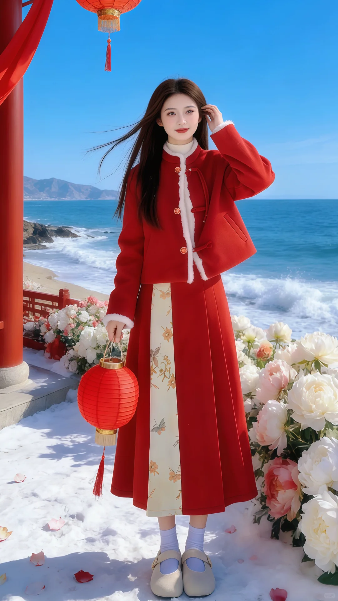 红色系穿搭•过年啦、海边的氛围感穿搭！