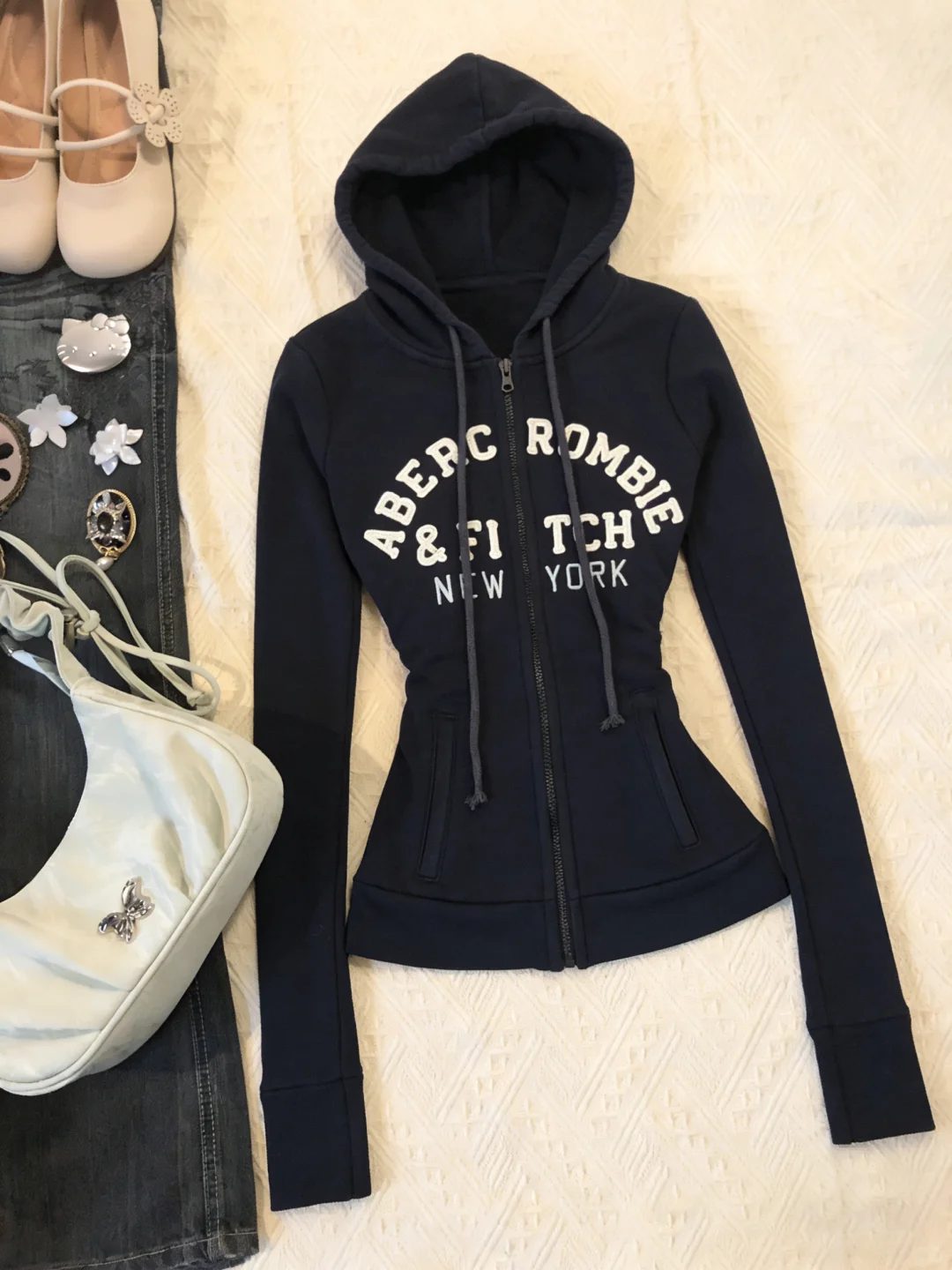 vintage 古着💕千禧辣妹复古连帽卫衣外套！