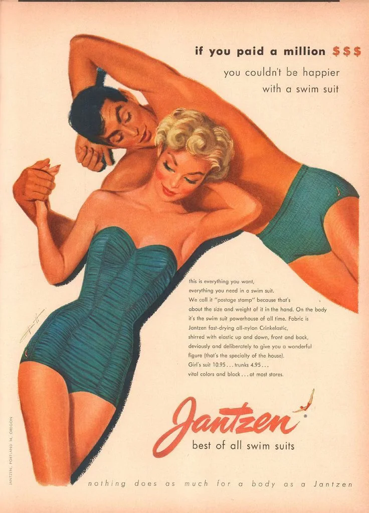 当优雅遇上海风：50年代泳衣插图的性感美学