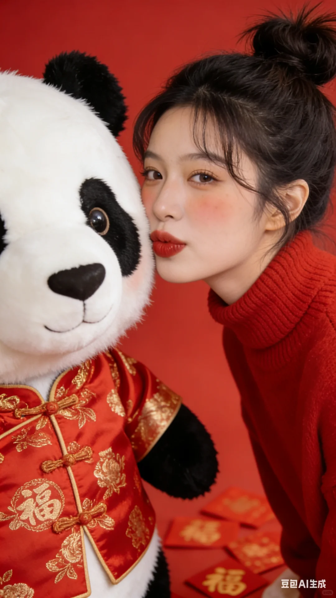 大熊猫陪你红红火火过新年｜AI生成‼️