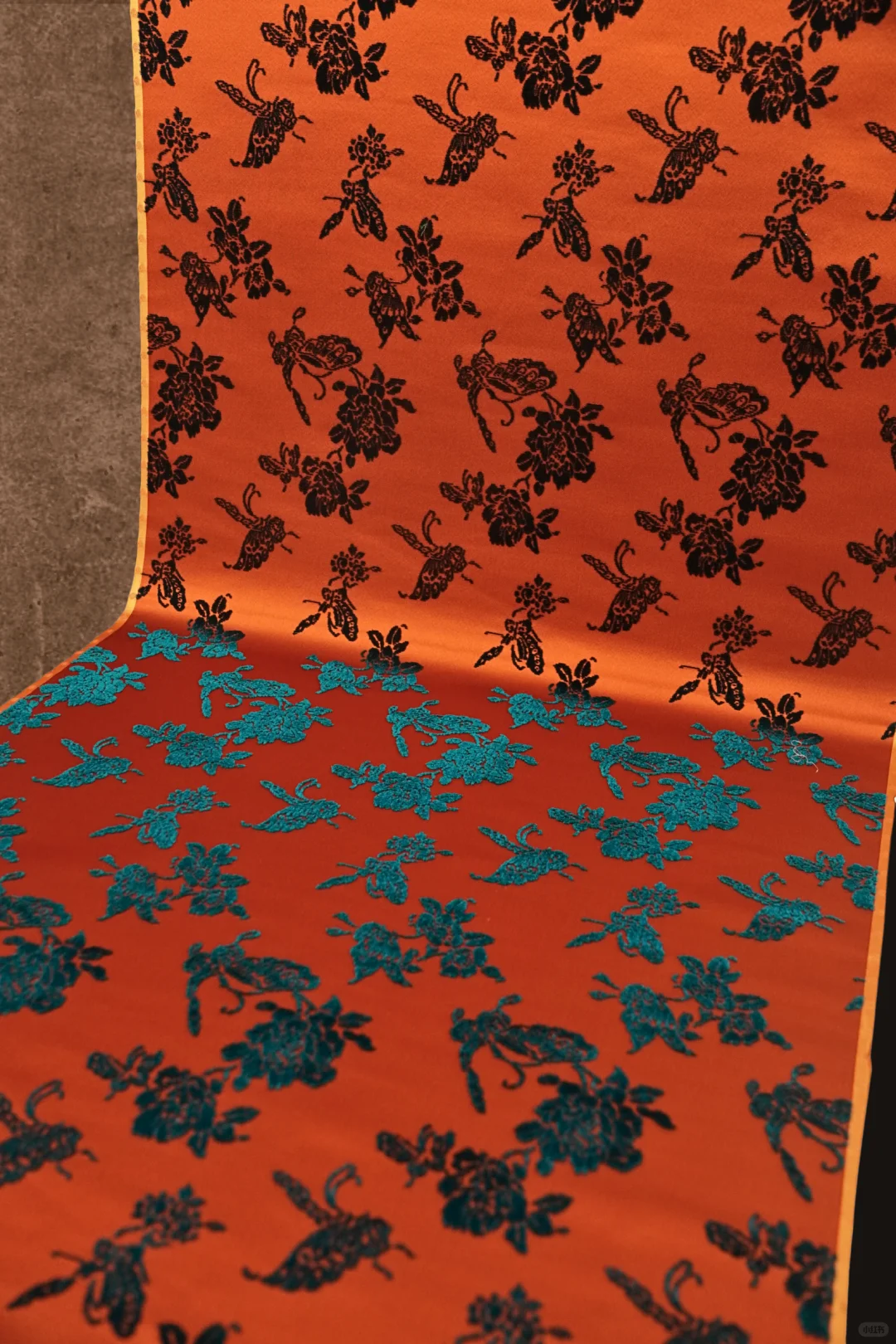 蝶恋花 | 橙底蓝绒漳缎 名家监制冠名