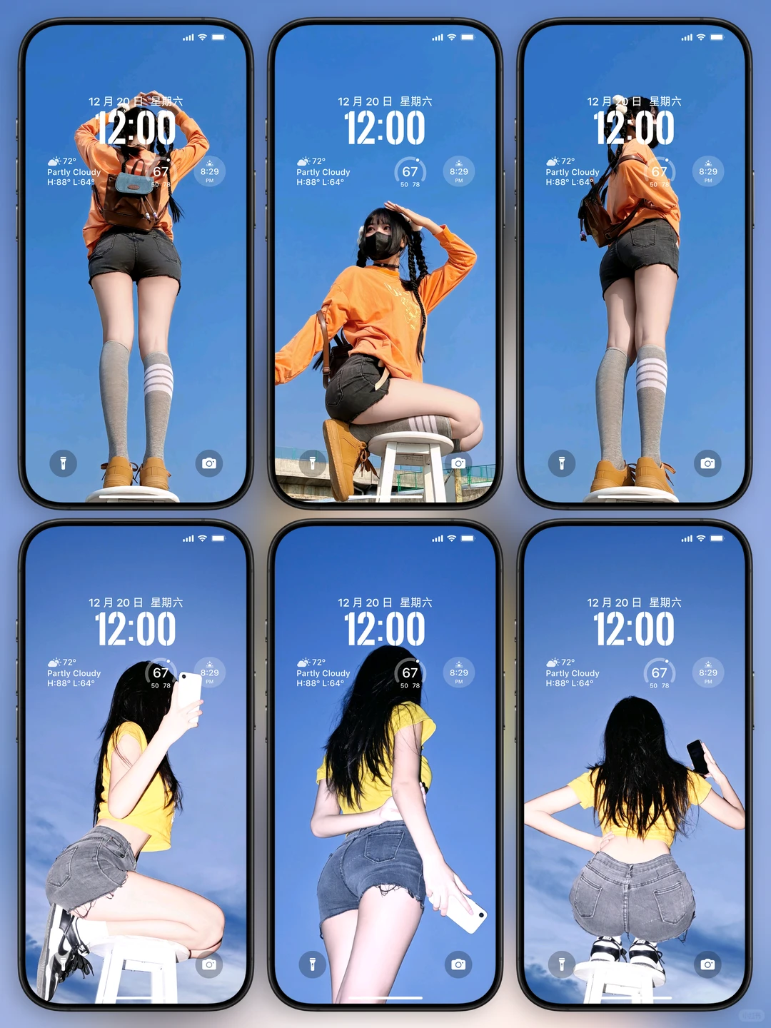 天空美女蓝色系高级感锁屏壁纸丨简介拿图