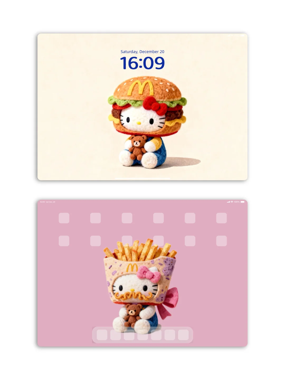 hellokitty壁纸∎被🍔头和🍟头kitty直接萌化