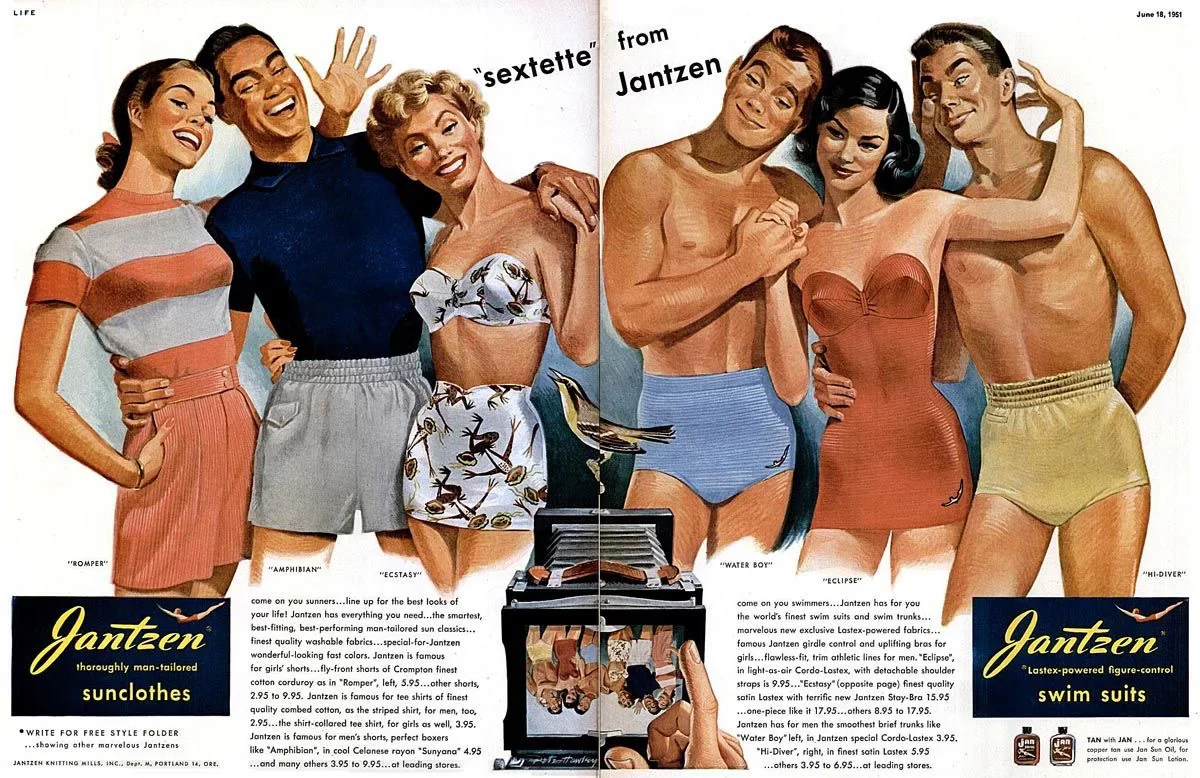 当优雅遇上海风：50年代泳衣插图的性感美学