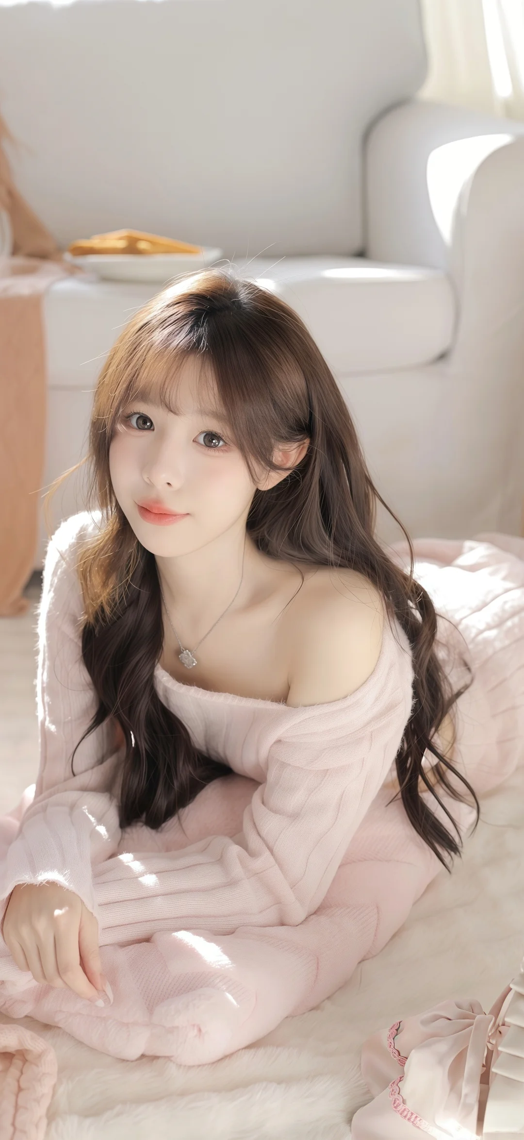 冷白皮的氛围感蓝光～～～高清美女壁纸