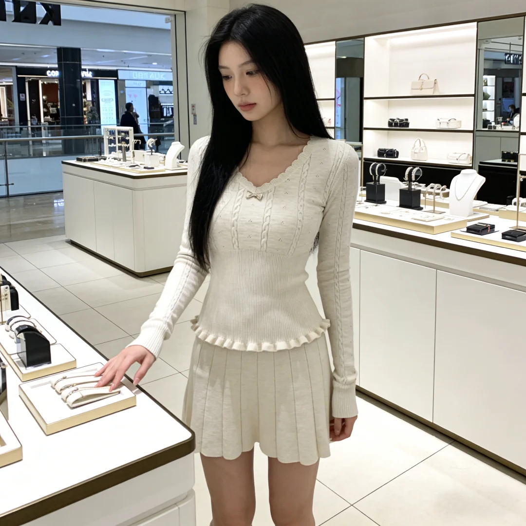 纯欲天花板！针织衫的 V 领设计太会了❗️