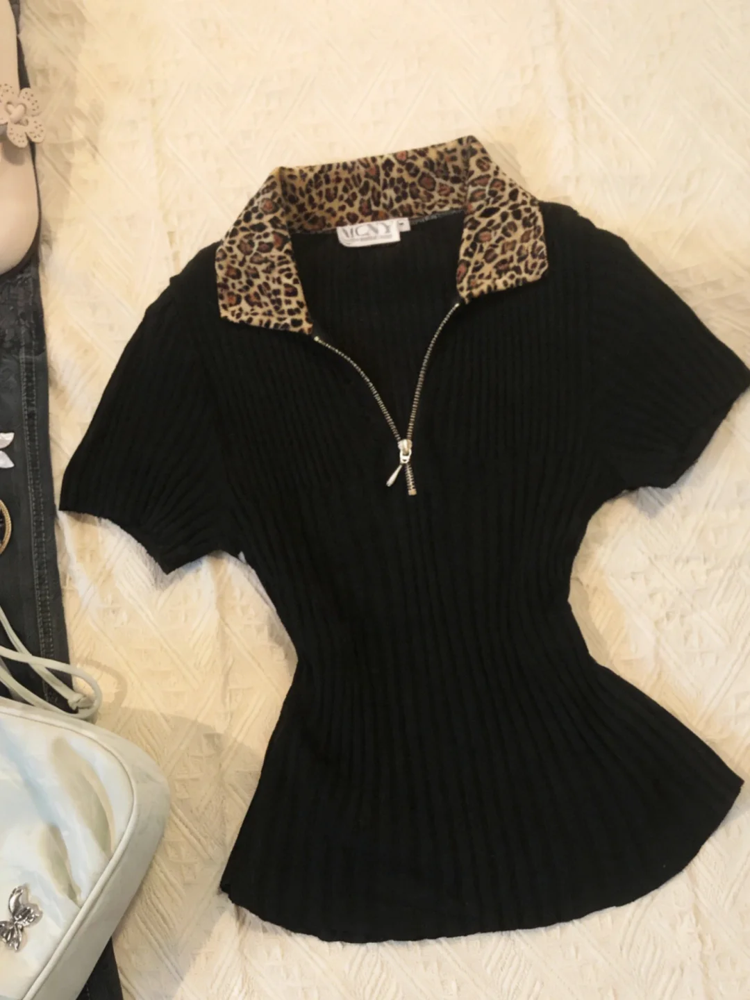 vintage 古着💕千禧辣妹掐腰豹纹上衣！🐆