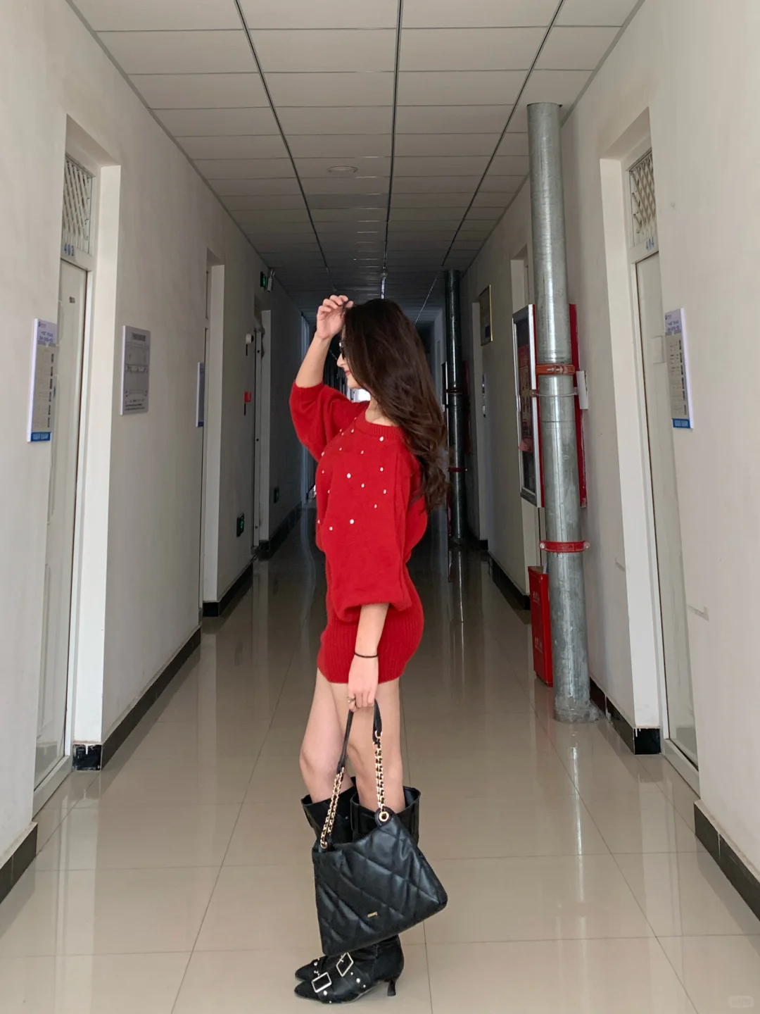 165 114｜微胖女生大胆穿❗️红色纯欲包臀裙👗