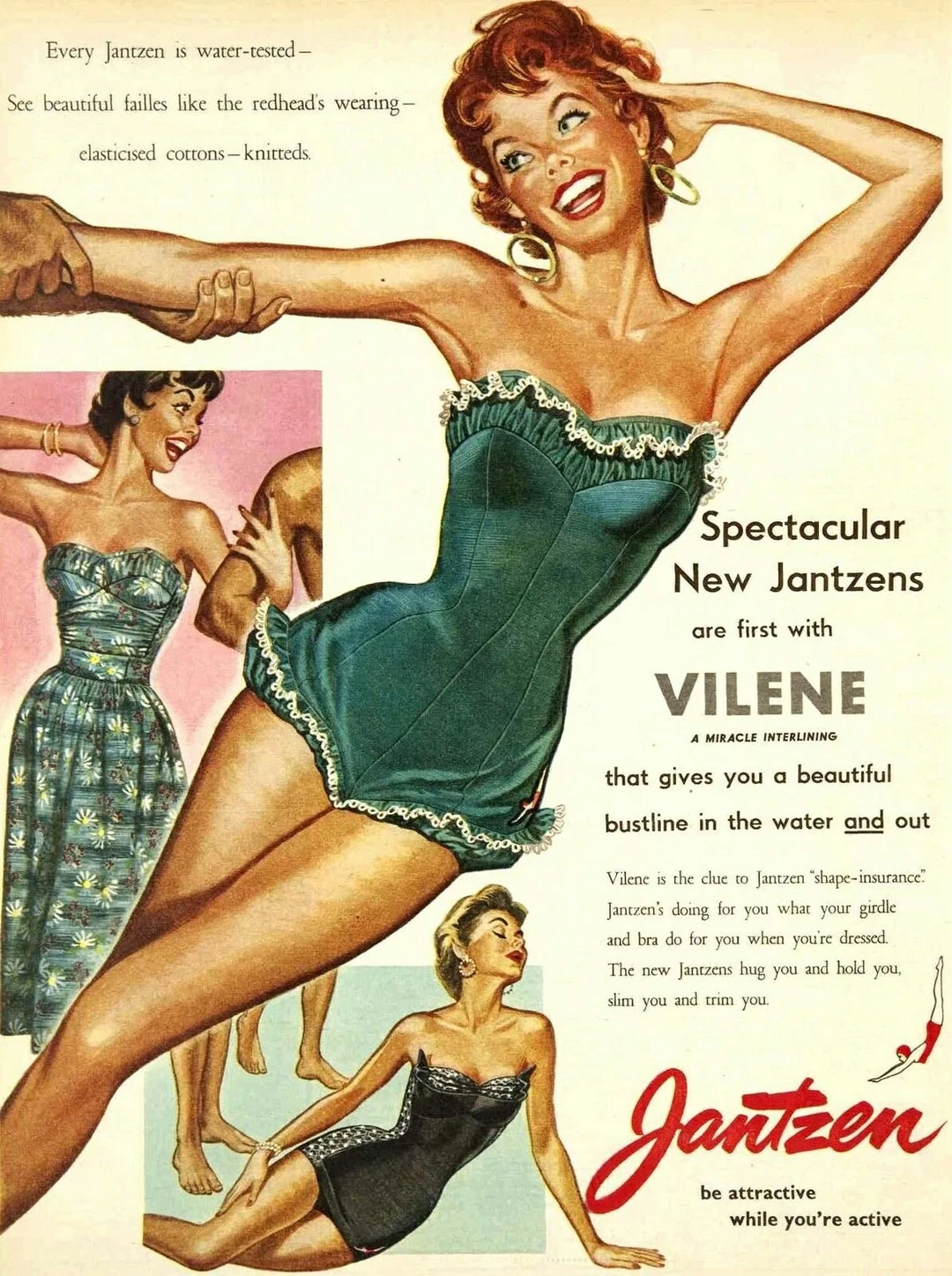 当优雅遇上海风：50年代泳衣插图的性感美学