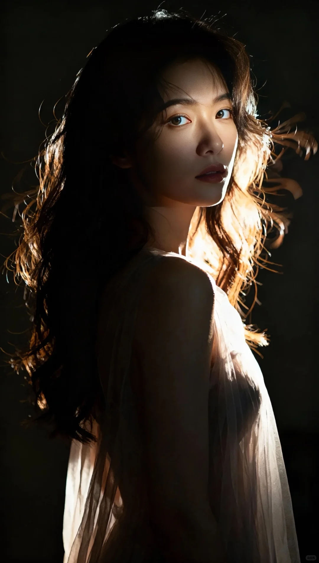 暗调光影裹柔纱，发丝都在发光