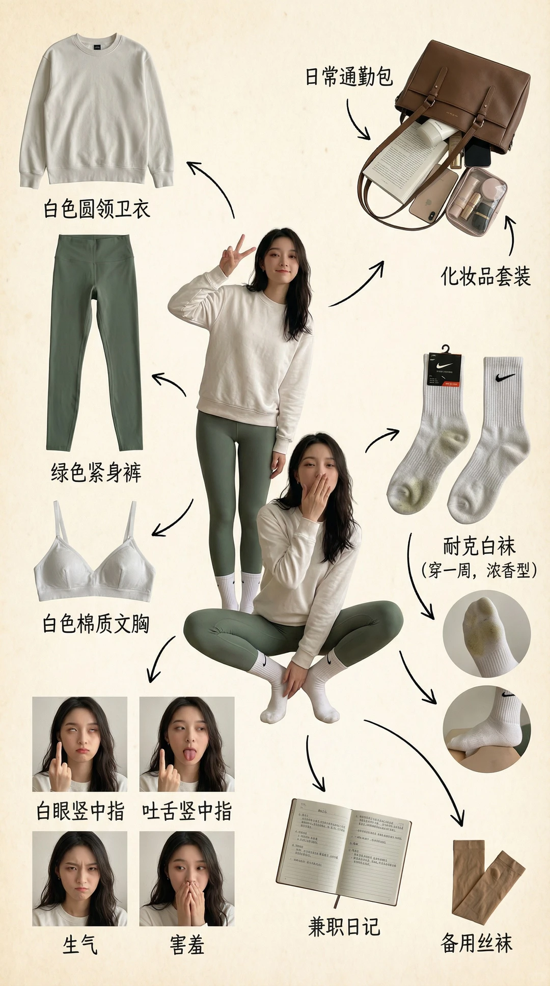 瑜伽裤一定要搭配白袜，需要教程私