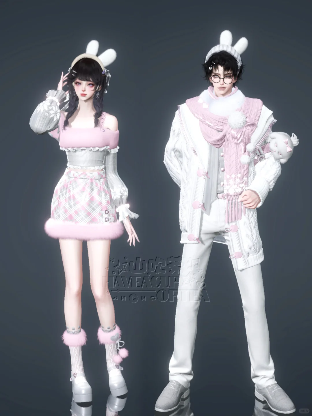 铃歌冬暖｜灰度粉｜情侣染