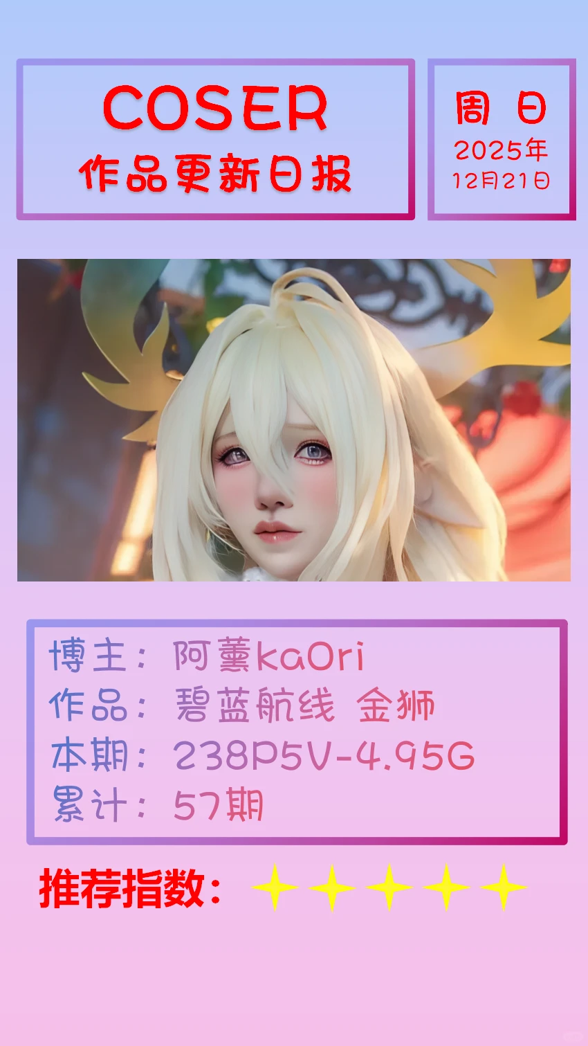 美女博主COSER作品更新日报【20251221】