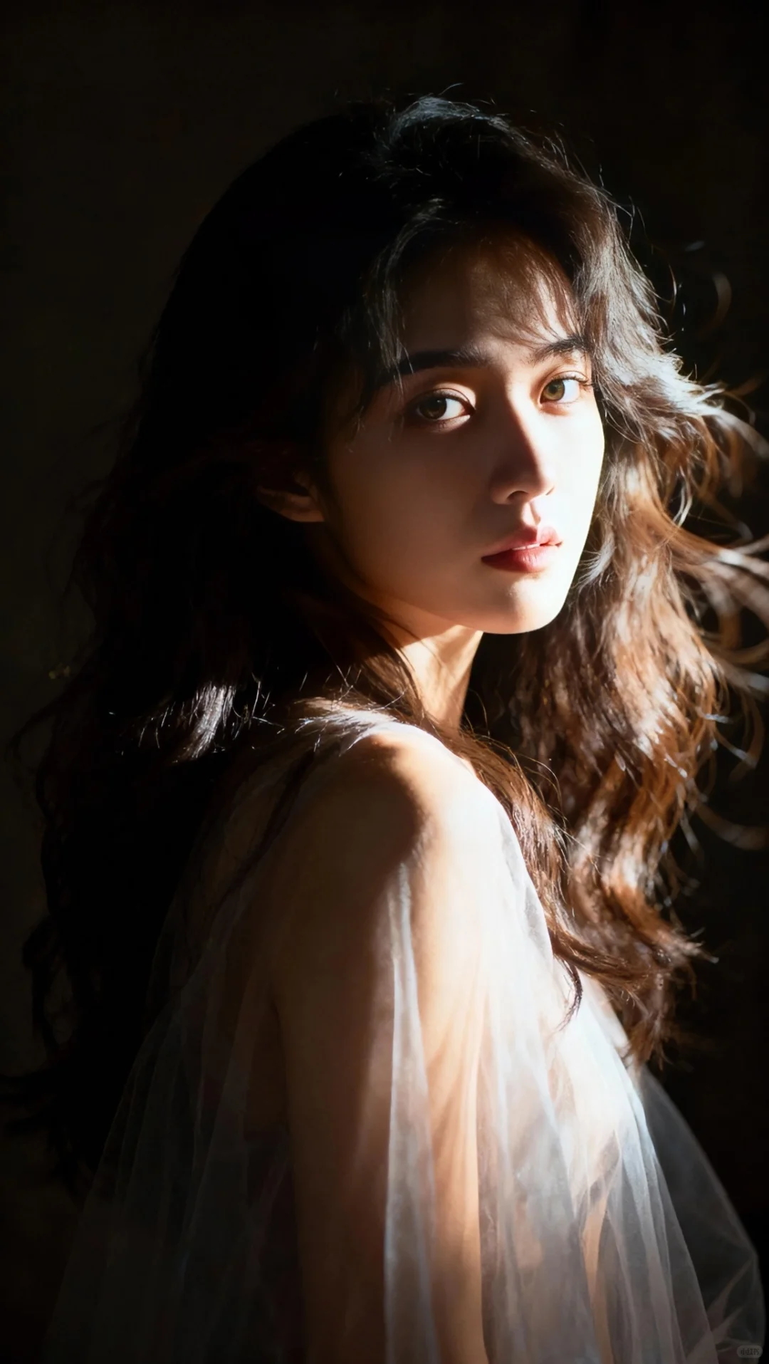 暗调光影裹柔纱，发丝都在发光