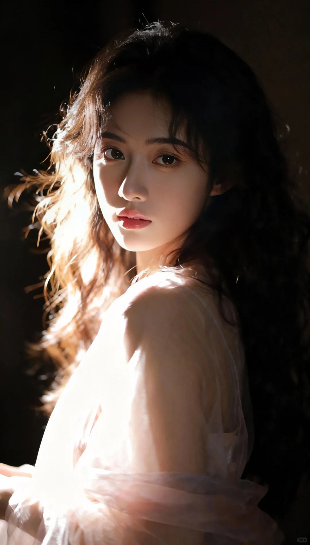 暗调光影裹柔纱，发丝都在发光