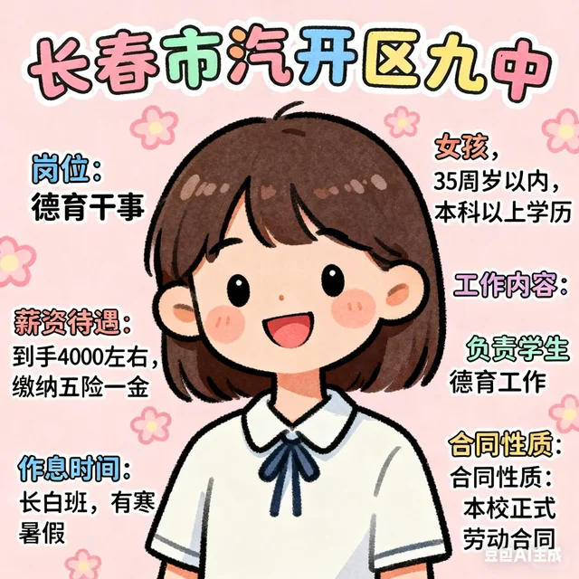 长春市汽开区九中 岗位：德育干事