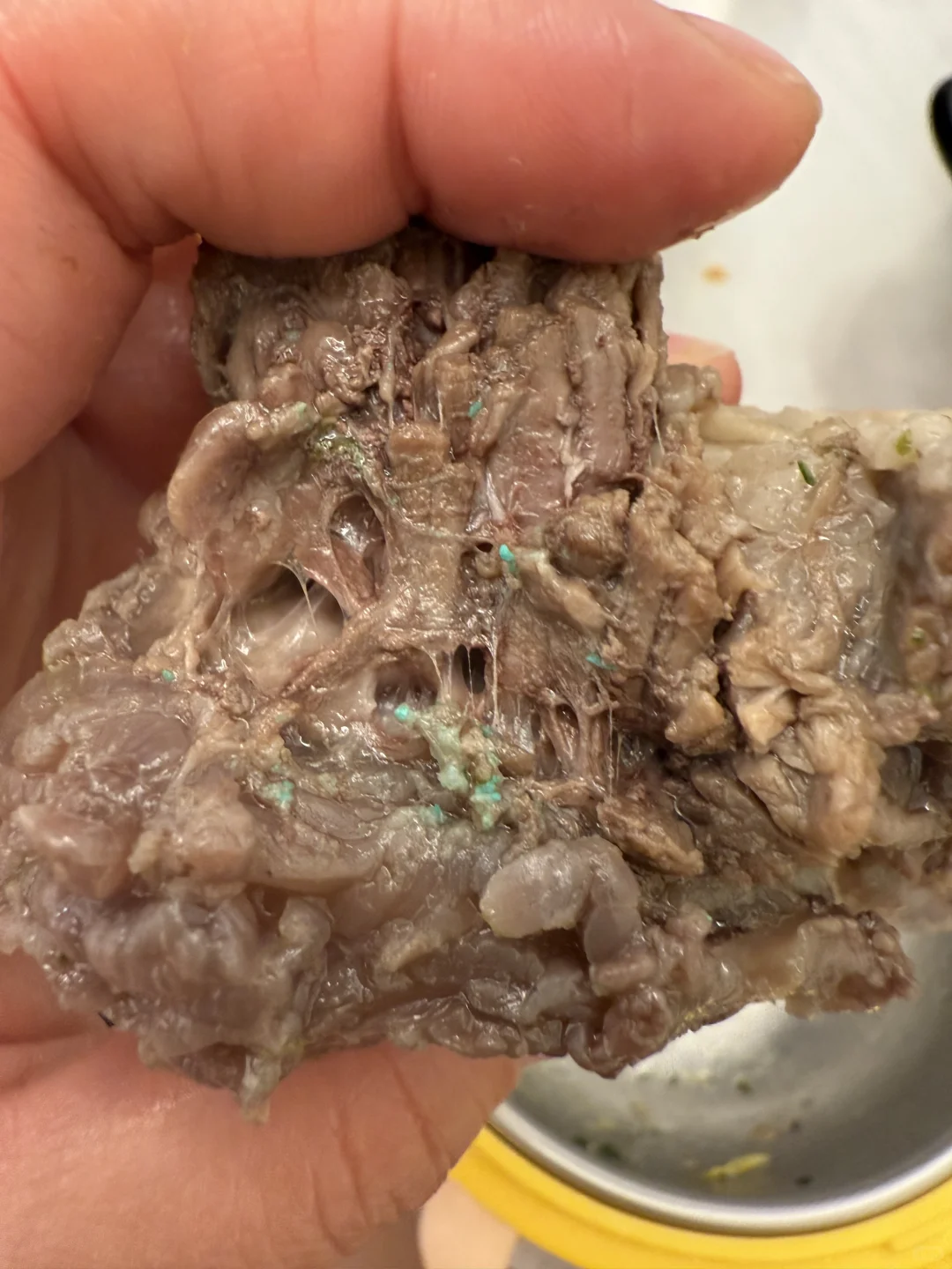 牛肉中蓝绿色凸起是什么？