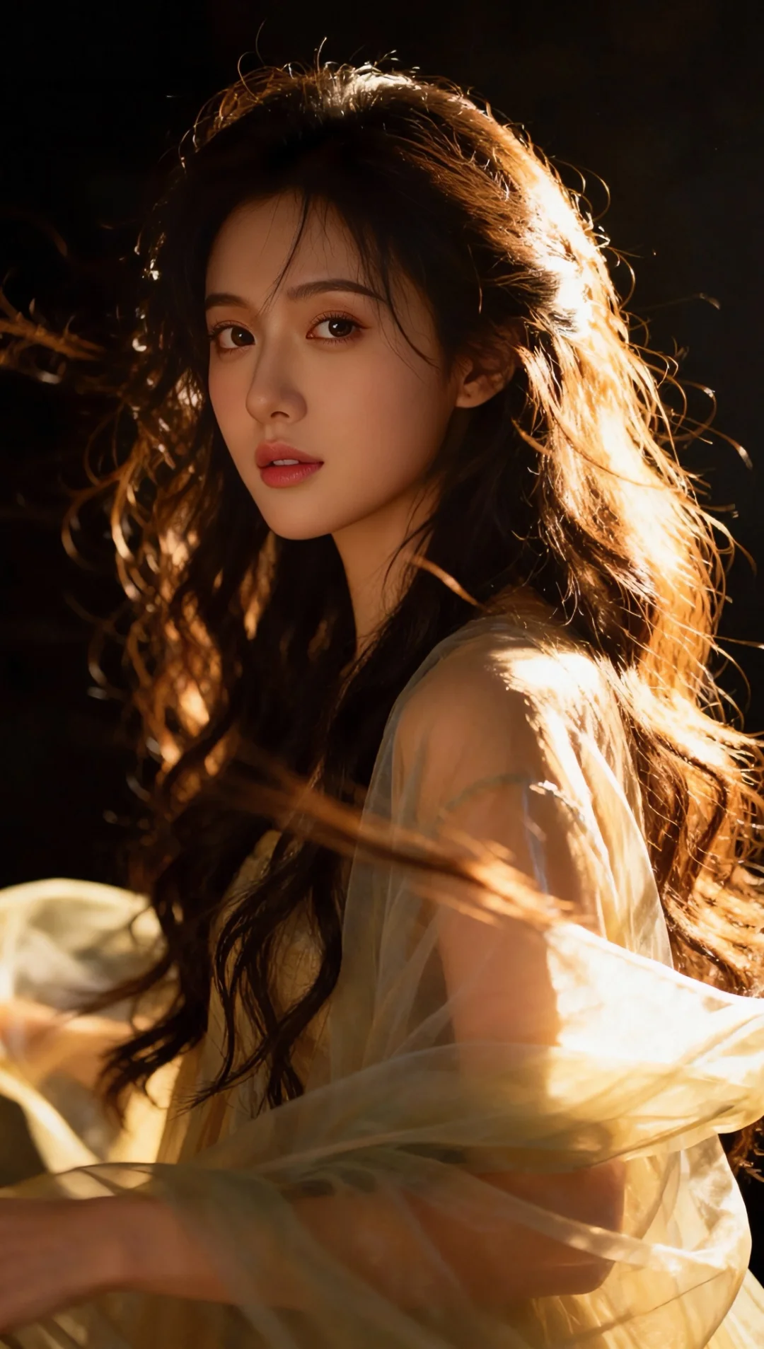 暗调光影裹柔纱，发丝都在发光