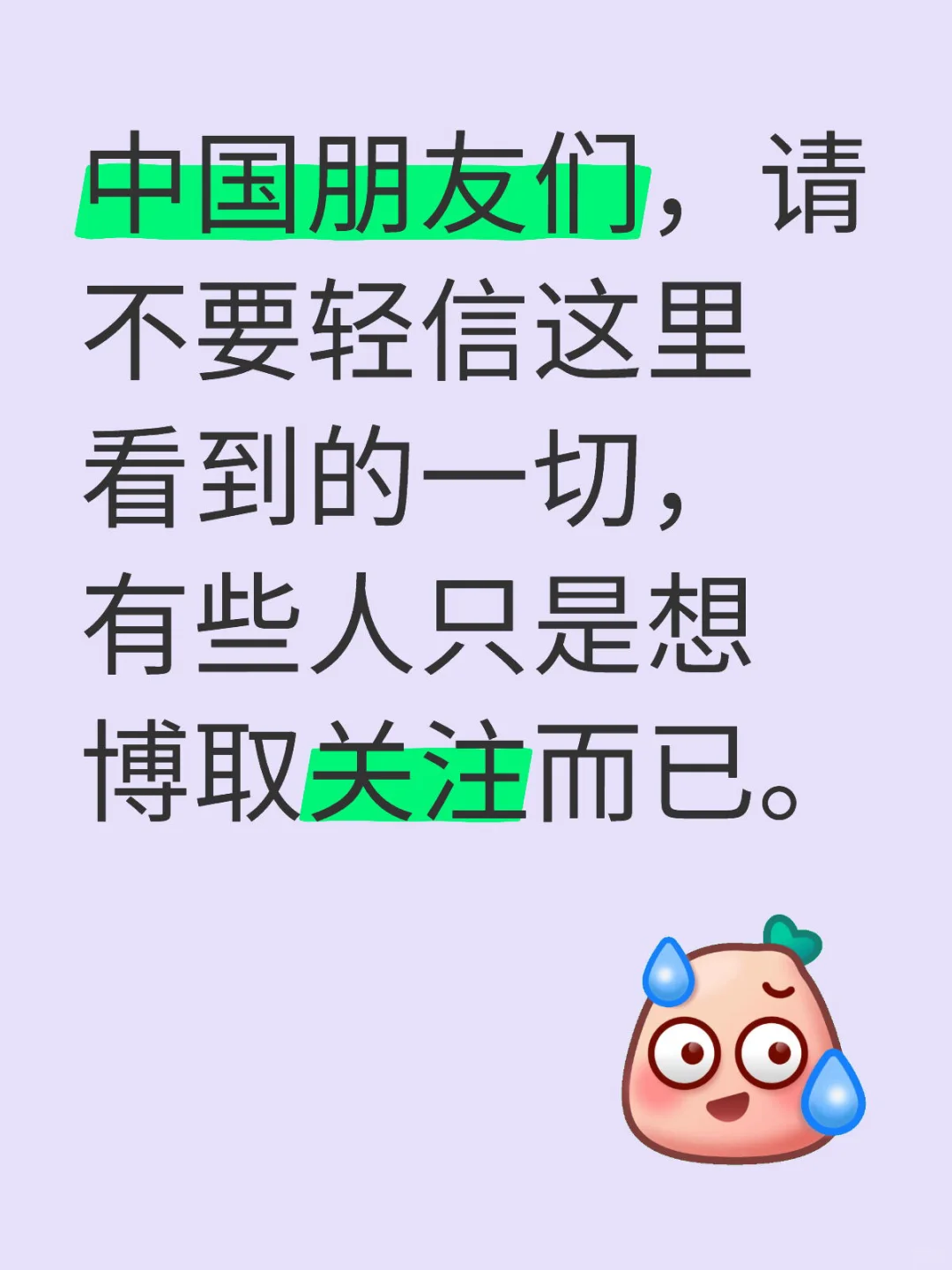 中国朋友们,请不要轻信这里看到的一切,有些