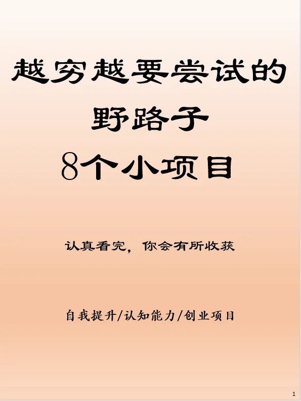 越穷越要尝试的野路子—8个小项目