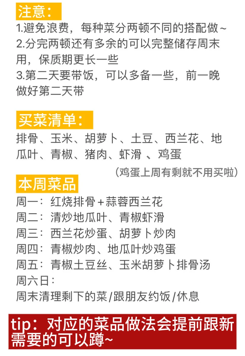 独居女生一周省钱食谱