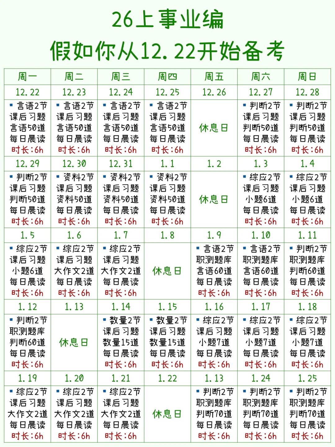 26上事业编假如从12.22开始备考(考研版)