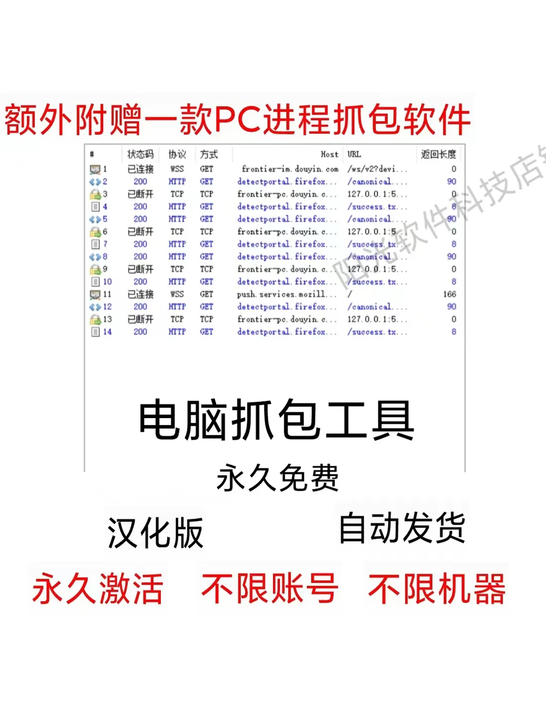 网络抓包工具软件永久中文汉化版电脑版进程