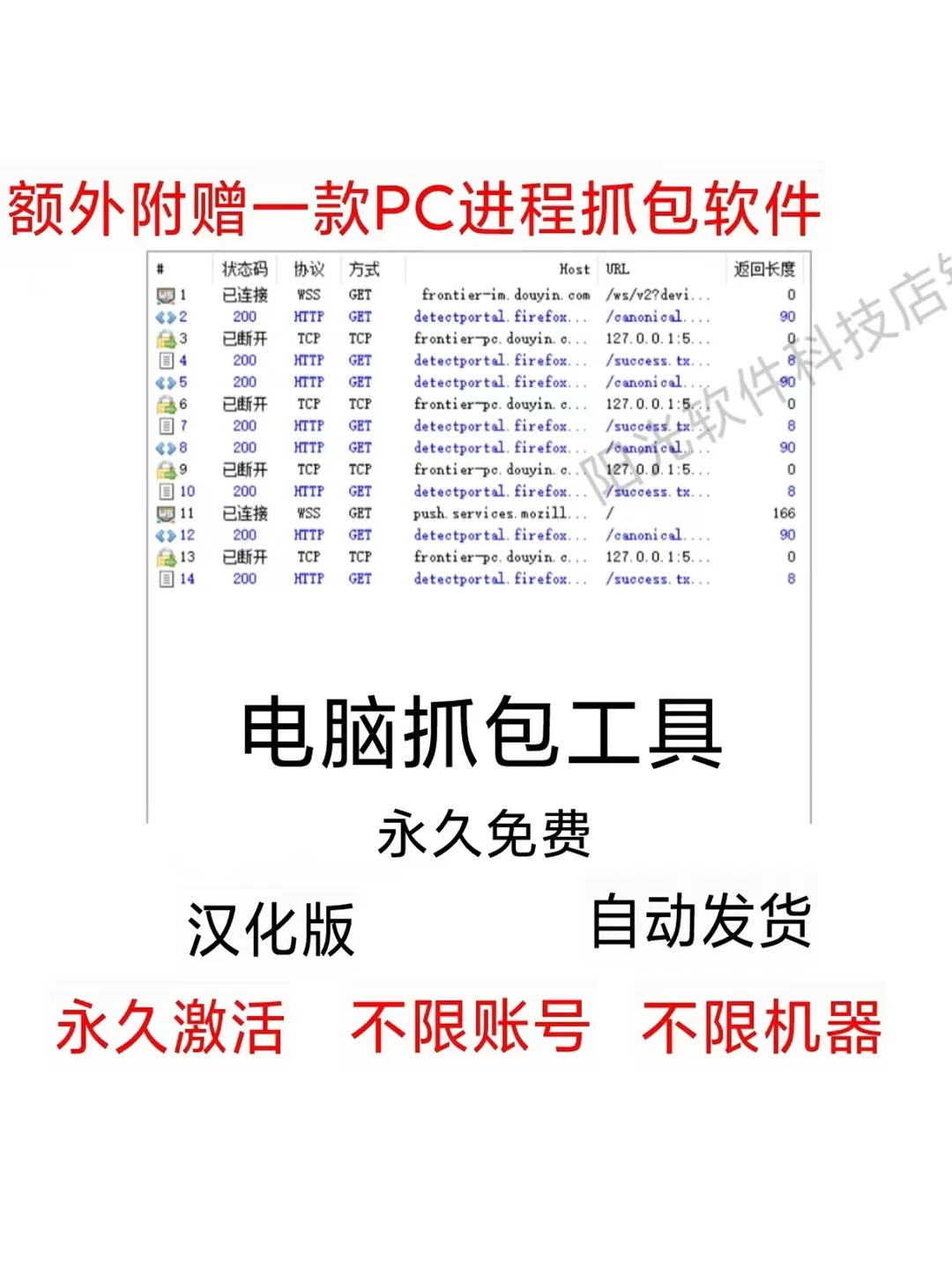 网络抓包工具软件永久中文汉化版电脑版进程