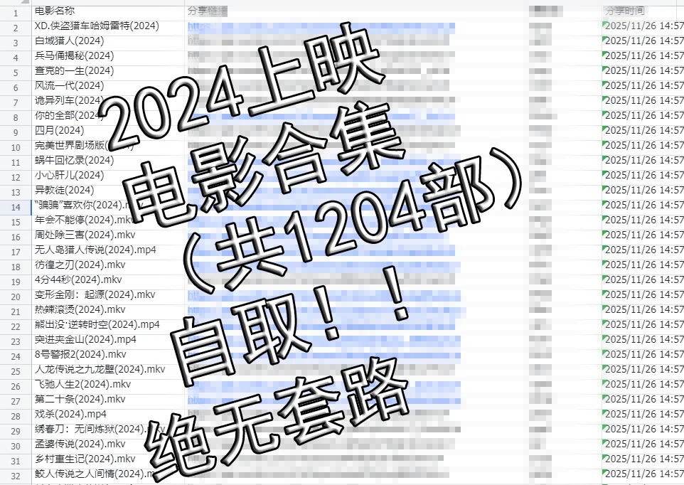 2024年上映的电影合集共1204部，全塞给你