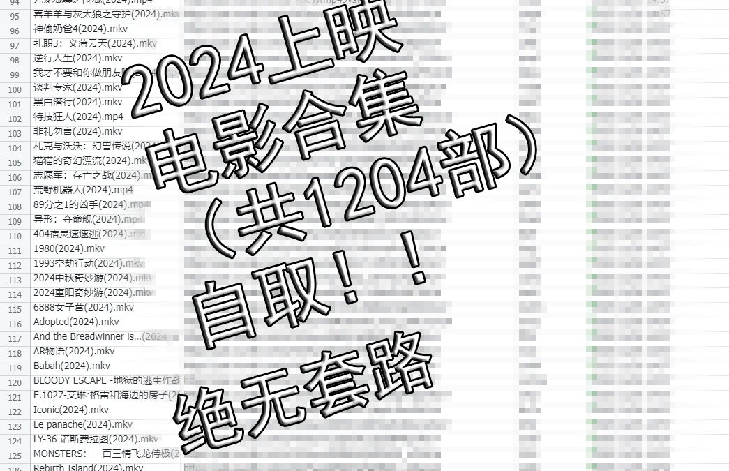 2024年上映的电影合集共1204部，全塞给你