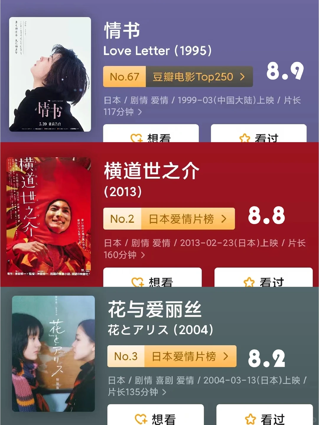 私藏👝18部日本爱情电影推荐‼️