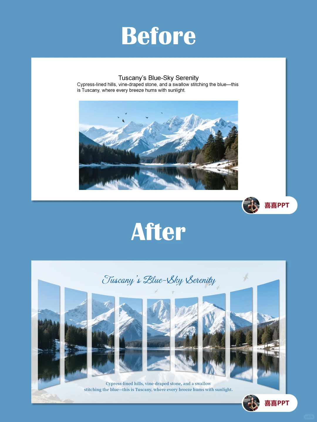 🗻PPT合并形状｜制作有呼吸感的雪山封面