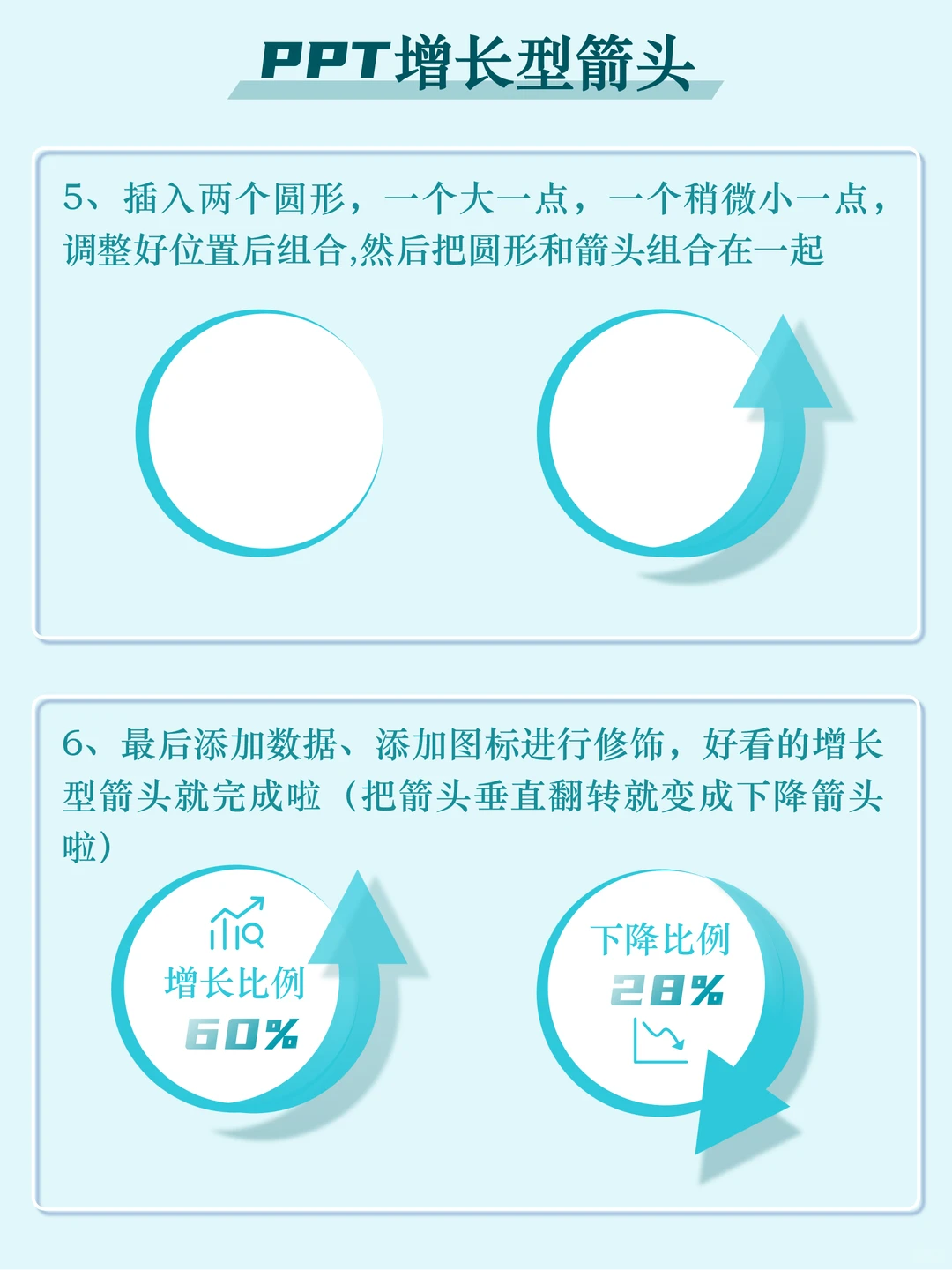 ✅PPT增长下降箭头1️⃣分钟学会