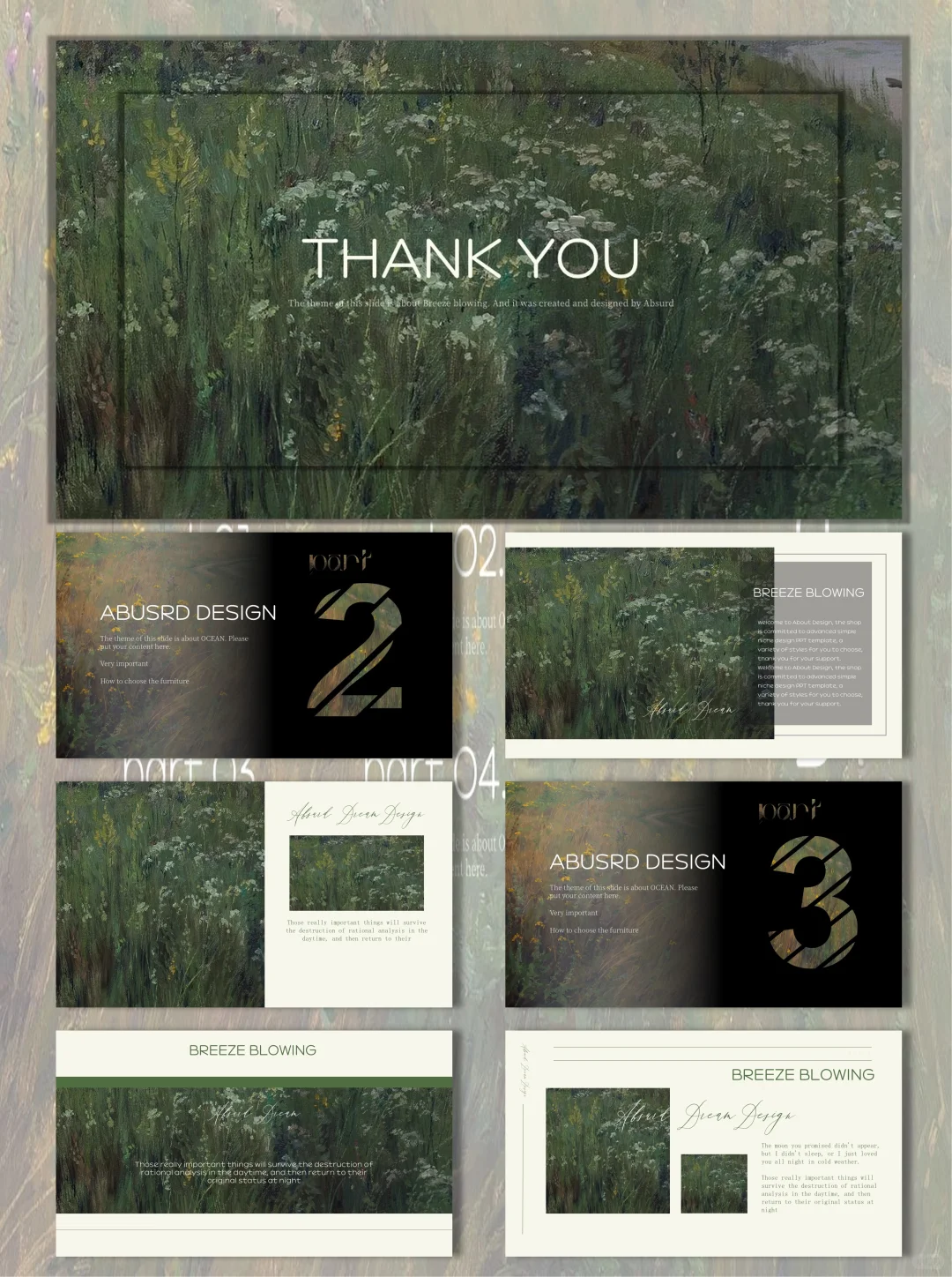 油画风PPT模板美到窒息🌿