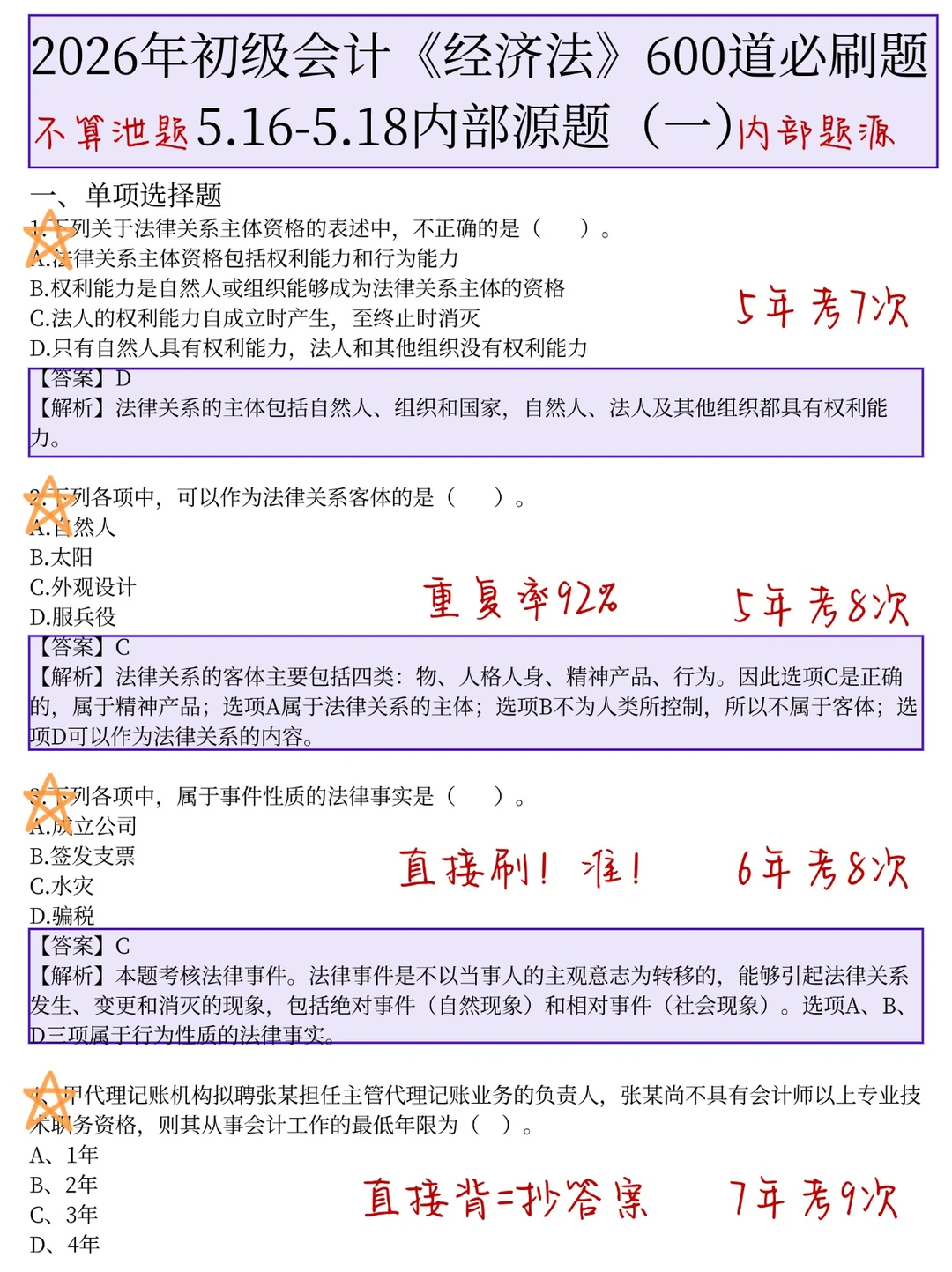 5.16初级会计，元旦放心玩，无非这600题