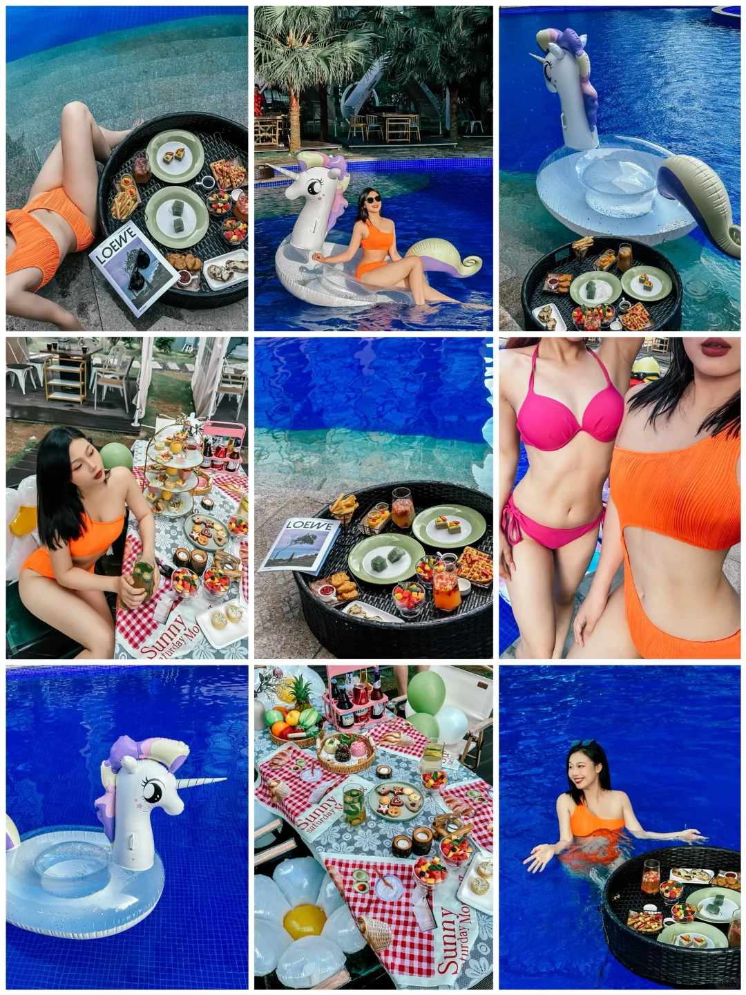泳池漂浮下午茶怎么拍📷ins辣妹轻松拿捏