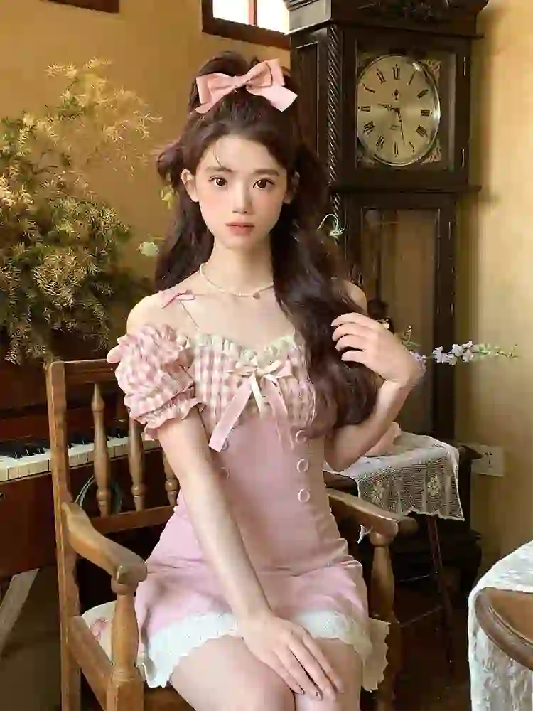 🌸春日必备|甜妹粉色格纹裙🌸